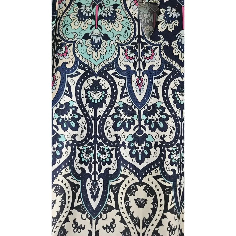 Melissa Paige Womens LG Tunic Top Blouse L/S Keyhole Neck Floral Bell Sleeves